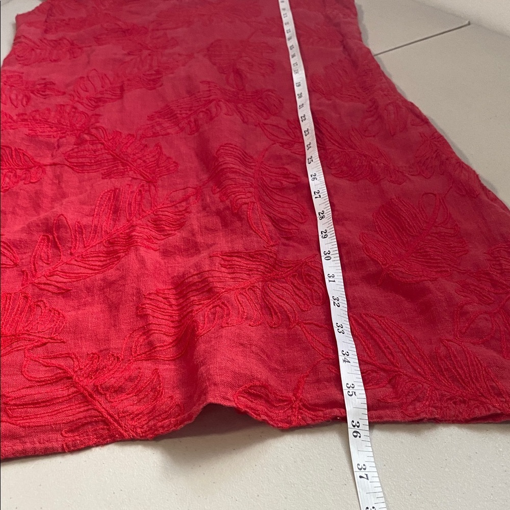 Lina Tomei Red linen embroidered floral sleeveless dress size Small - Picture 12 of 14